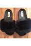 Women's Black Soft Loose Furry Slippers - 5