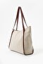 Burgundy Detailed Canvas Shoulder Bag with Strap - 6