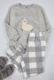 Gri Wellsoft Lama Desenli Örme Pijama Takımı TBBAW25AI00020 - 3