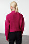 Fuchsia Crop Soft Textured Basic Thick Knit Detailed Knitwear Sweater Twoaw25Kz00061 - 5