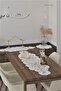 Damla 5 Piece Luxury Runner Living Room Coffee Table Tablecloth Set French Laced Dowry Set Ecru