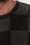 Black Unisex Oversize Wide Fit Crew Neck Checkered Knitwear Sweater Tmnaw23Kz00279 - 3