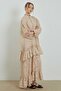 Beige Floral Tulle Patterned Dress - 3