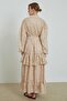 Beige Floral Tulle Patterned Dress - 6
