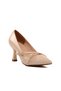 357095 Beige Women's Heeled Shoes - Wrinkled Design