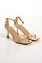 Women's Gold Metallic Single Strap Heeled Sandals Shoes - 6