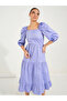 Square Neck Tiered Midi Dress with Puff Sleeves - 2