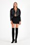 Women's Double Breasted Collar Crop Leather Jacket