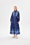 Navy Blue Jasmine Patterned Voile Brit Dress - 2