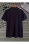Men's Navy Blue Boston Stripe Printed Oversize T-Shirt - 2
