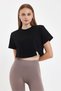 Bella Women's Black 100% Cotton Crew Neck Padded T-Shirt - 4