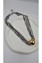 Multiple Chain Silver Gold Ball Steel Necklace - 2