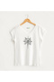 Ethnic Spiral Patterned V-Neck Design T-Shirt