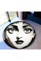 Round Black Beige Women's Large Eye and Face Themed Woven Base Carpet Miraface26