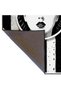 Black and White Line Themed Face and Pen Patterned Woven Base Carpet and Washable Carpet Miraface06 - 5