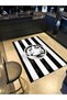 Black Beige Line Themed Women's Face Cup Detailed Woven Base Washable Carpet Miraface12 - 2