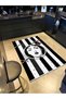 Black and White Line Themed Face and Pen Patterned Woven Base Carpet and Washable Carpet Miraface06 - 2