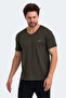 Katriina Men's V-Neck Khaki T-Shirt - 6