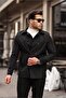 Men's Black Seasonal Lined Belted Double Breasted Trench Coat - 3