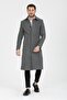 Men's Gray Slim Fit Long Wool Blend Stitched Shirt Collar Coat&Coat