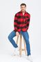 Men's Red Black Plaid Oversize Long Sleeve Checked Thick Fabric Lumberjack Shirt - 5