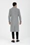 Men's Light Gray Slim Fit Long Wool Blend Stitched Shirt Collar Coat&Coat - 7