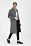 Men's Gray Slim Fit Long Wool Blend Stitched Shirt Collar Coat&Coat - 5