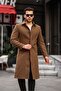 Men's Tan Slim Fit Long Wool Blended Stamp Shirt Collar Coat & Coat - 2
