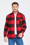 Men's Red Black Plaid Oversize Long Sleeve Checked Thick Fabric Lumberjack Shirt - 2