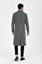 Men's Gray Slim Fit Long Wool Blend Stitched Shirt Collar Coat&Coat - 7