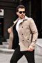 Men's Cream Seasonal Lined Belted Double Breasted Trench Coat - 3