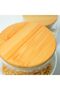 6'l Wooden Vacuum Jar with Lid Spice Dispenser Glass Jar 800 ml Fma05223 - 2