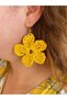 Yellow Daisy Earrings / Yellow Earrings / Colorful Earrings / Summer Earrings / Straw Earrings - 3