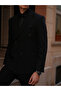 Men's Double Breasted Suit Italian Style Slim Fit Jacket Trousers-Black - 5