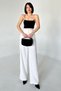 High Waist and Pleated Wide Leg Women's White Linen Palazzo Trousers - 2