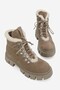Women's Beige Suede Genuine Natural Leather Lace-Up Fur Boots & Booties