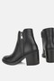Women's Black Genuine Natural Leather Thick-Heeled Boots & Booties - 4