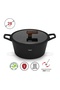Stockpot w/ Glass Lid 5.7L, Non Stick Marble Coating Aluminum Stockpot 28x13.5cm (Black) - 6