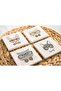 Printed Natural Stone Coasters Set of 4 10x10x1 Cm - Cat Printed Coasters - 5