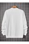 سويت شيرت أبيض كبير الحجم مطبوع عليه دب للجنسين - سحاب، رقبة دائرية - 2