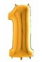 Gold 1 Number Foil Balloon 40' 100cm - 3