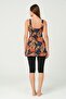 Women's Tights Patterned Dress Swimsuit 4564 Orange (with Breast Pads) - 4