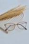 Gold Gold Burgundy Cat Eye Unisex Women's Men's Transparent Blue Light Protection Filtered Blue Block Glasses - 2