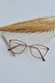 Gold Gold Burgundy Cat Eye Unisex Women's Men's Transparent Blue Light Protection Filtered Blue Block Glasses - 7