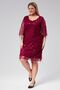 Plus Size V-Neck Fringe Sequin Embroidered Evening Dress-BURGUNDY - 3