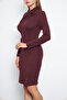 Women's Twisted Collar Long Sleeve Mini Dress - 3