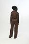 Women's Elastic Waist, Loose Legs, Striped Patterned Brown Pants - 4