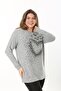 Women's Plus Size Gray Wool Viscose Blouse with Stone Detail on the Front 65N37501 - 4