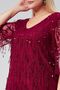 Plus Size V-Neck Fringe Sequin Embroidered Evening Dress-BURGUNDY - 8