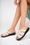 Genuine Leather Beige Women's Leather Slippers Dp62-0213 - 3